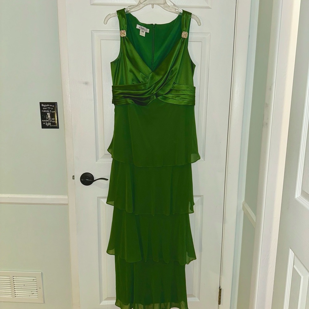Patra Green Tiered Ruffled Maxi Gown